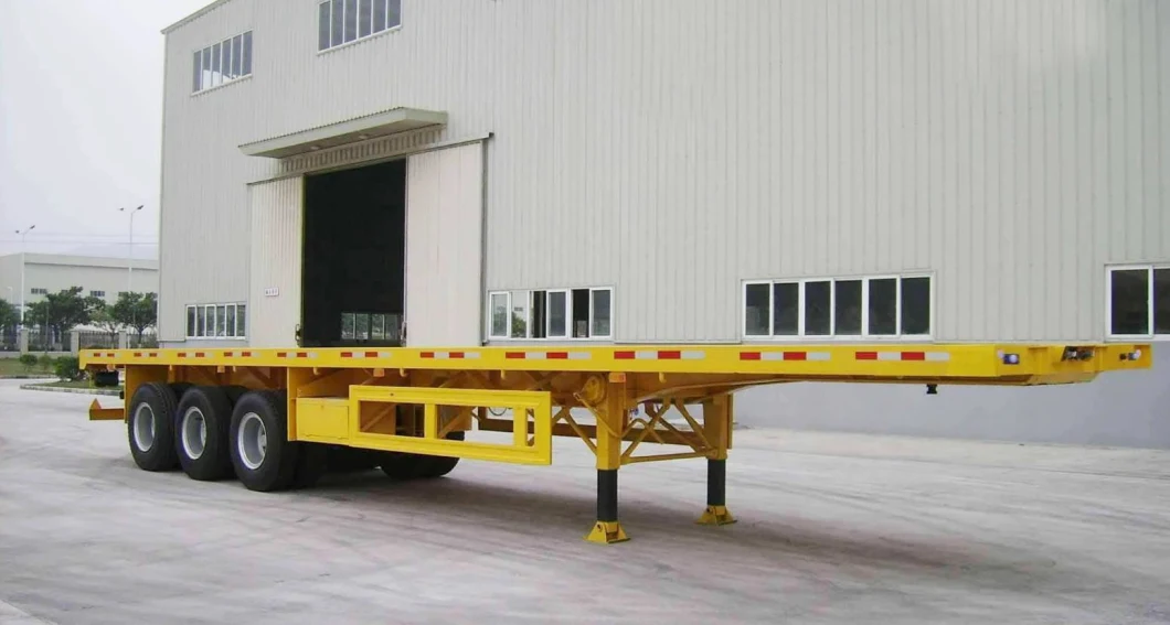 Huge Discount Factory Price Truck Cimc HOWO Shacman Tht 12 Twist Locks Flat Deck Bed Platform 60t Semi 3 Tri Axles 40FT Feet Flatbed Container Trailer for Sale