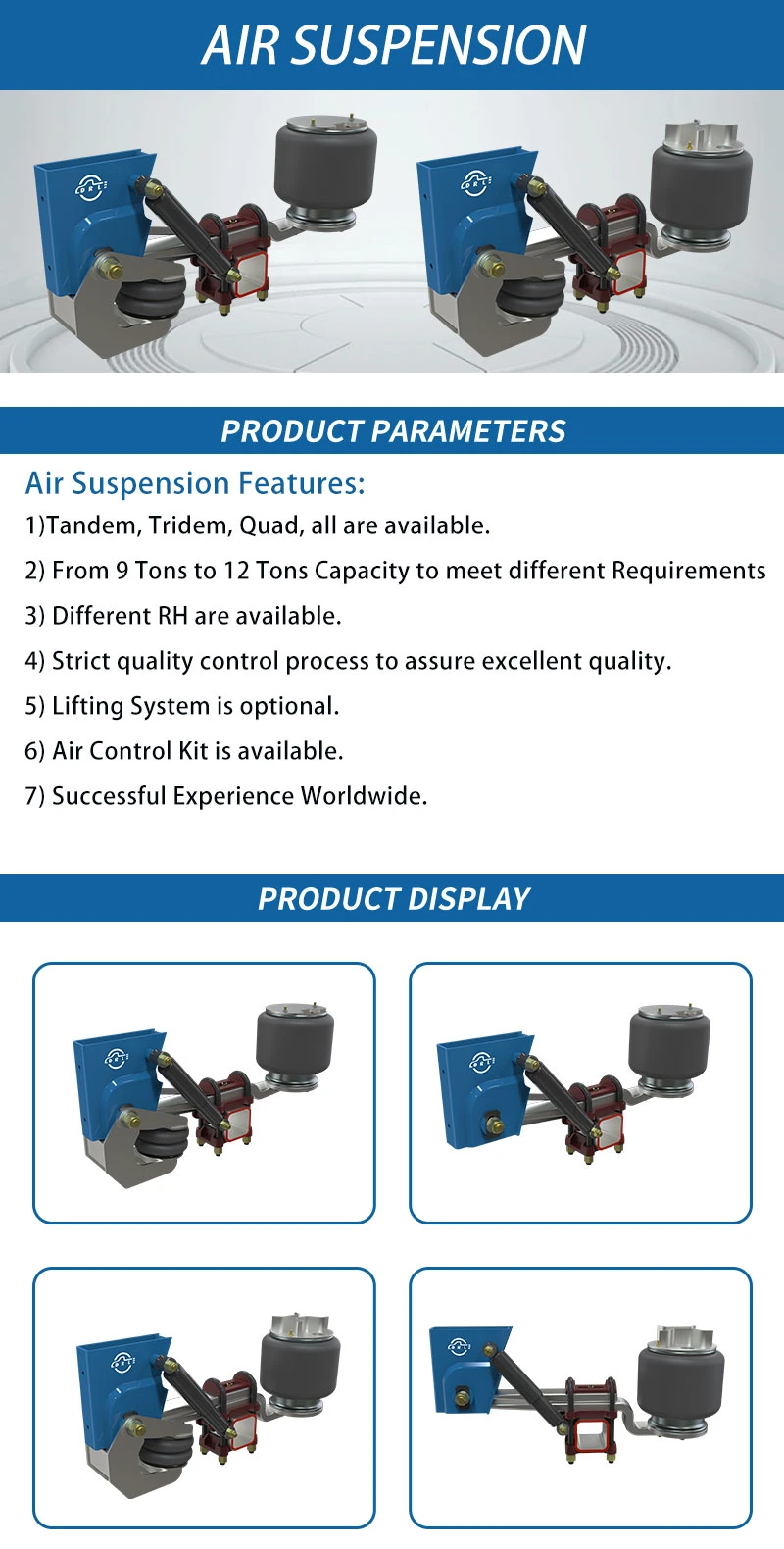 Air Suspension for Trailer and Semi-Trailer with Single Leaf and Lift Kit