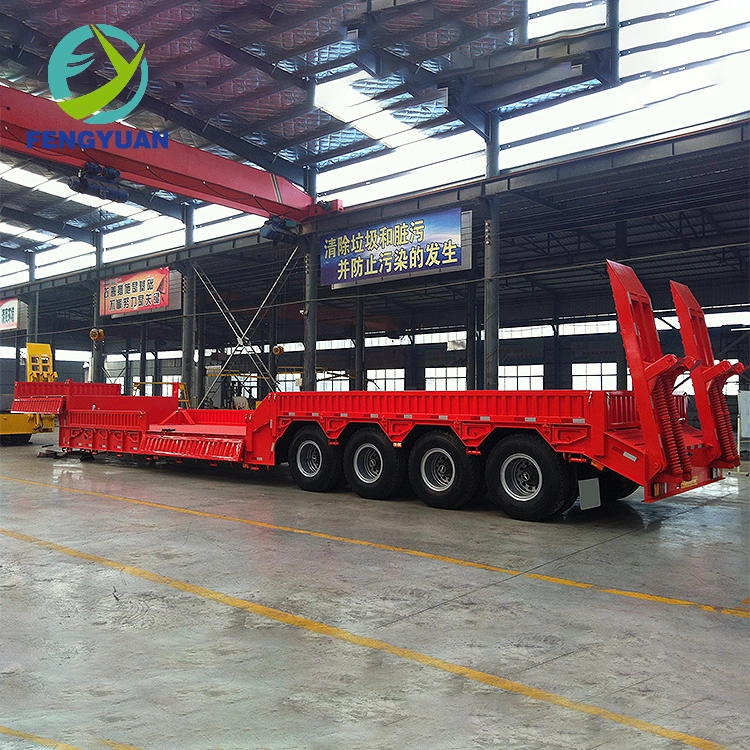 Fengyuan 3 Axle Lowbed Semi Trailer with Automatic Ladder