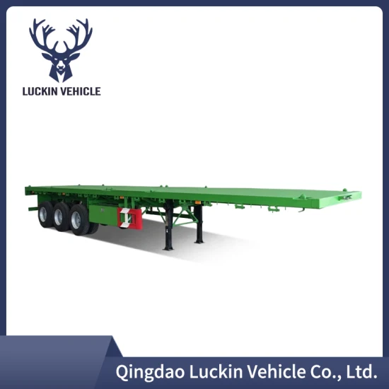 Grande desconto Preço de Fábrica Caminhão Cimc HOWO Shacman Tht 12 Twist Locks Flat Deck Bed Platform 60t Semi 3 Tri Axles 40FT Feet Flatbed Container Trailer para venda