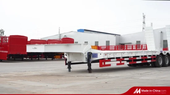 3eixos 80ton Rampa Hidráulica Pesada Pescoço de Ganso Carregador baixo/Lowbed/Lowboy Lowboy Caminhão de reboque de cama baixa Semi-reboques para transporte de escavadeira